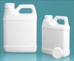 HDPE Plastic Jugs, White F-Style Jugs w/ White Child Resistant Caps
