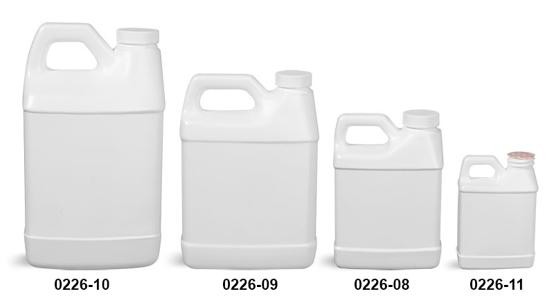 Plastic Jugs, White HDPE F-Style Jugs w/ Foam Induction Lined Caps