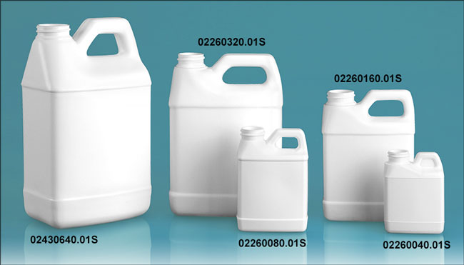 Plastic Jugs, White HDPE F-Style Jugs (Bulk), Caps NOT Included