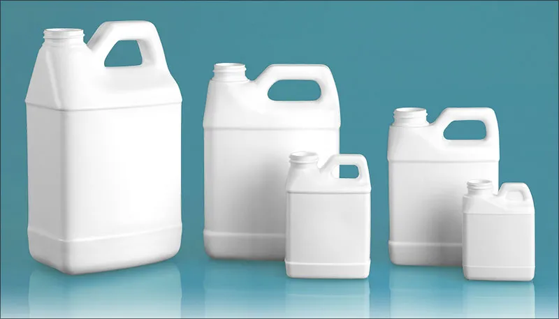 HDPE Plastic Jugs, White F-Style Jugs (Bulk), Caps NOT Included