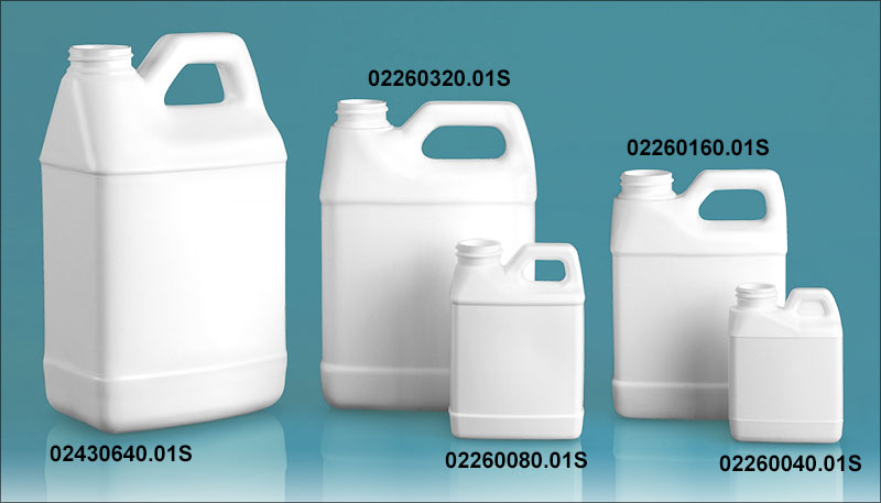 Plastic Jugs, White HDPE F-Style Jugs (Bulk), Caps NOT Included