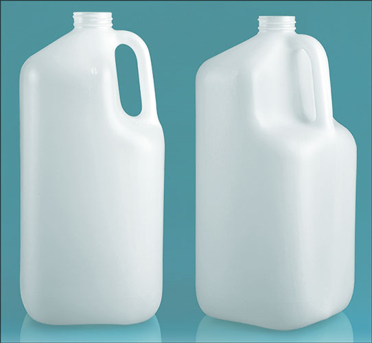Plastic Jugs, 1 gal Natural HDPE Square Jugs (Bulk), Caps NOT Included