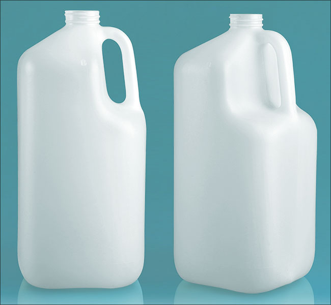 Plastic Jugs, 1 gal Natural HDPE Square Jugs (Bulk), Caps NOT Included