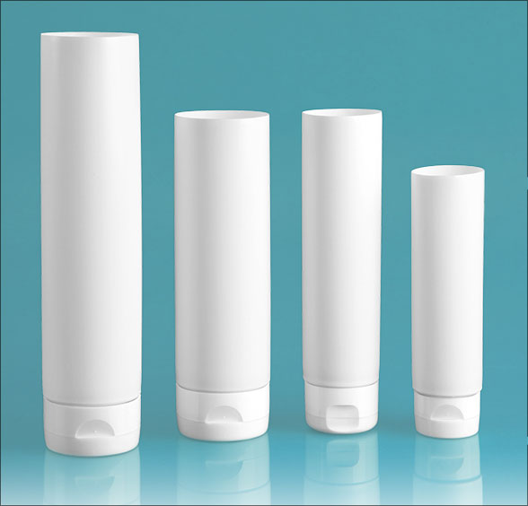 White LDPE/HDPE Tubes w/ White Flip Top Caps 
