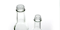 Clear Glass Woozy Bottles, 5 Oz with Red Caps and Shrink Bands — nicebottles
