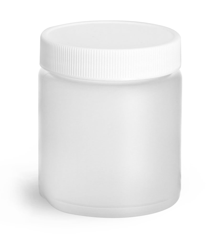 SKS Bottle & Packaging - 4 oz Natural HDPE Straight Sided Jars w/ Lined ...