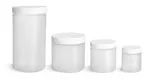 HDPE Plastic Jars, Natural Straight Sided Jars w/ White Lined Screw Caps