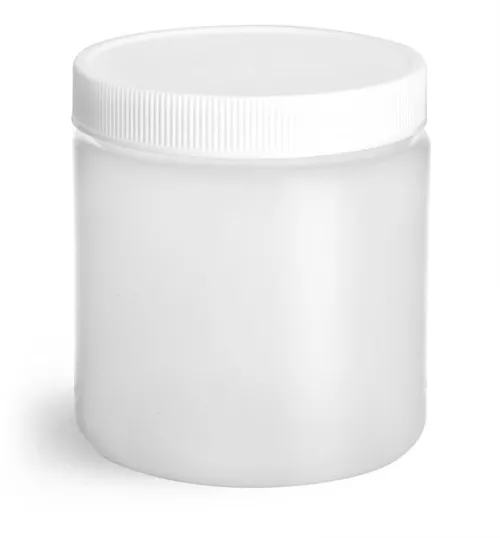 8 oz Natural Straight Sided Jars w/ White Lined Screw Caps