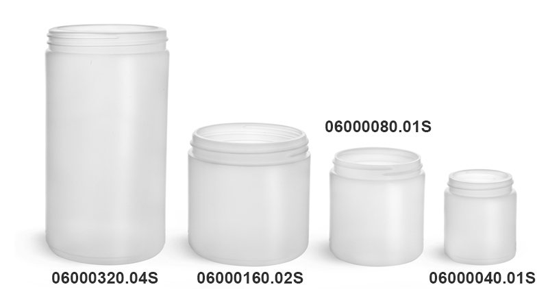 Plastic Jars, Natural HDPE Straight Sided Jars (Bulk), Caps Not Included