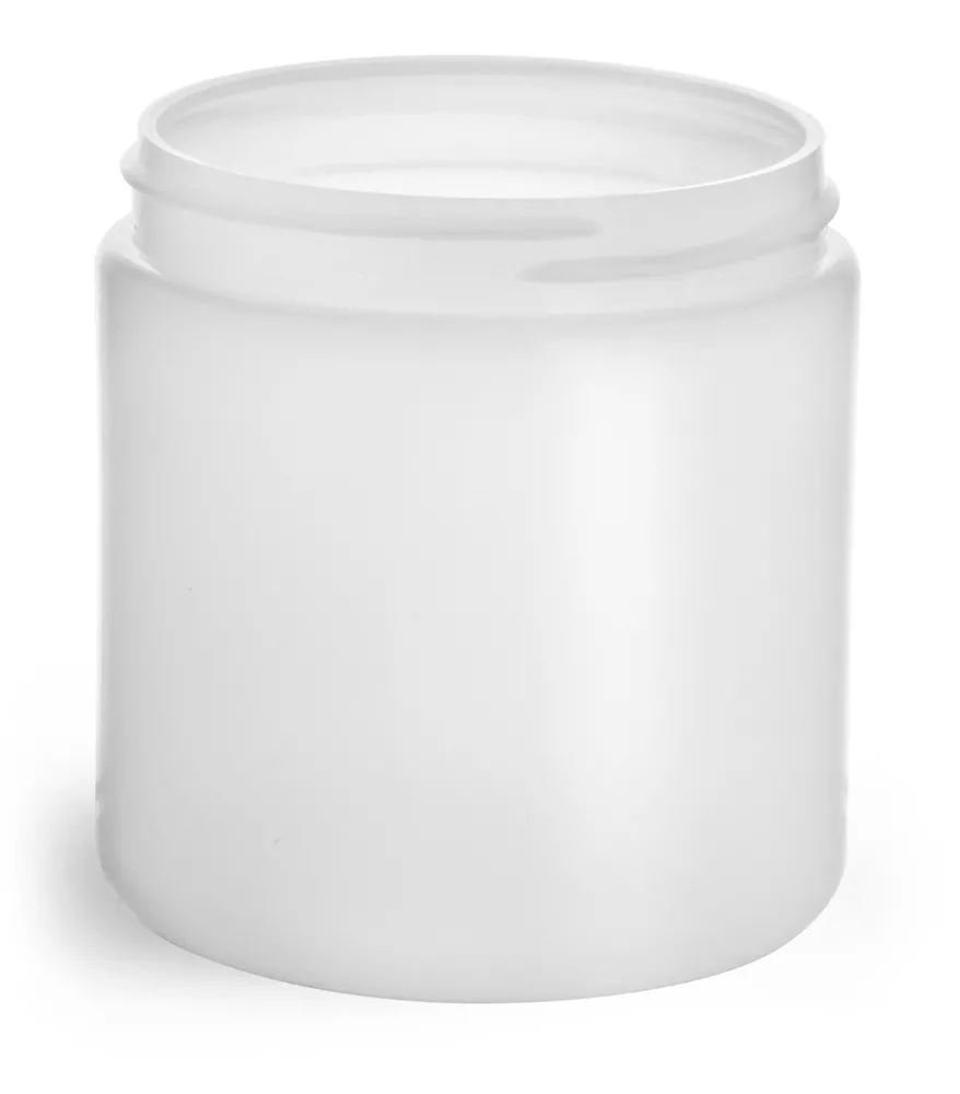 8 oz Natural HDPE Straight Sided Jars (Bulk), Caps Not Included