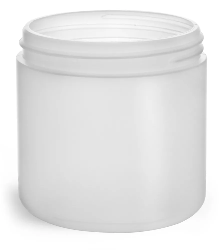 16 oz Natural HDPE Straight Sided Jars (Bulk), Caps Not Included