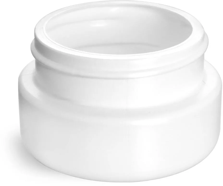 White Round Wide-Mouth Plastic Jars Bulk Pack - 6 oz, Black Cap