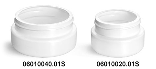 Plastic Jars, White HDPE Wide Mouth Low Profile Jars