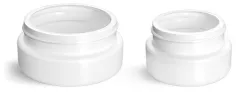 Plastic Jars, White HDPE Wide Mouth Low Profile Jars