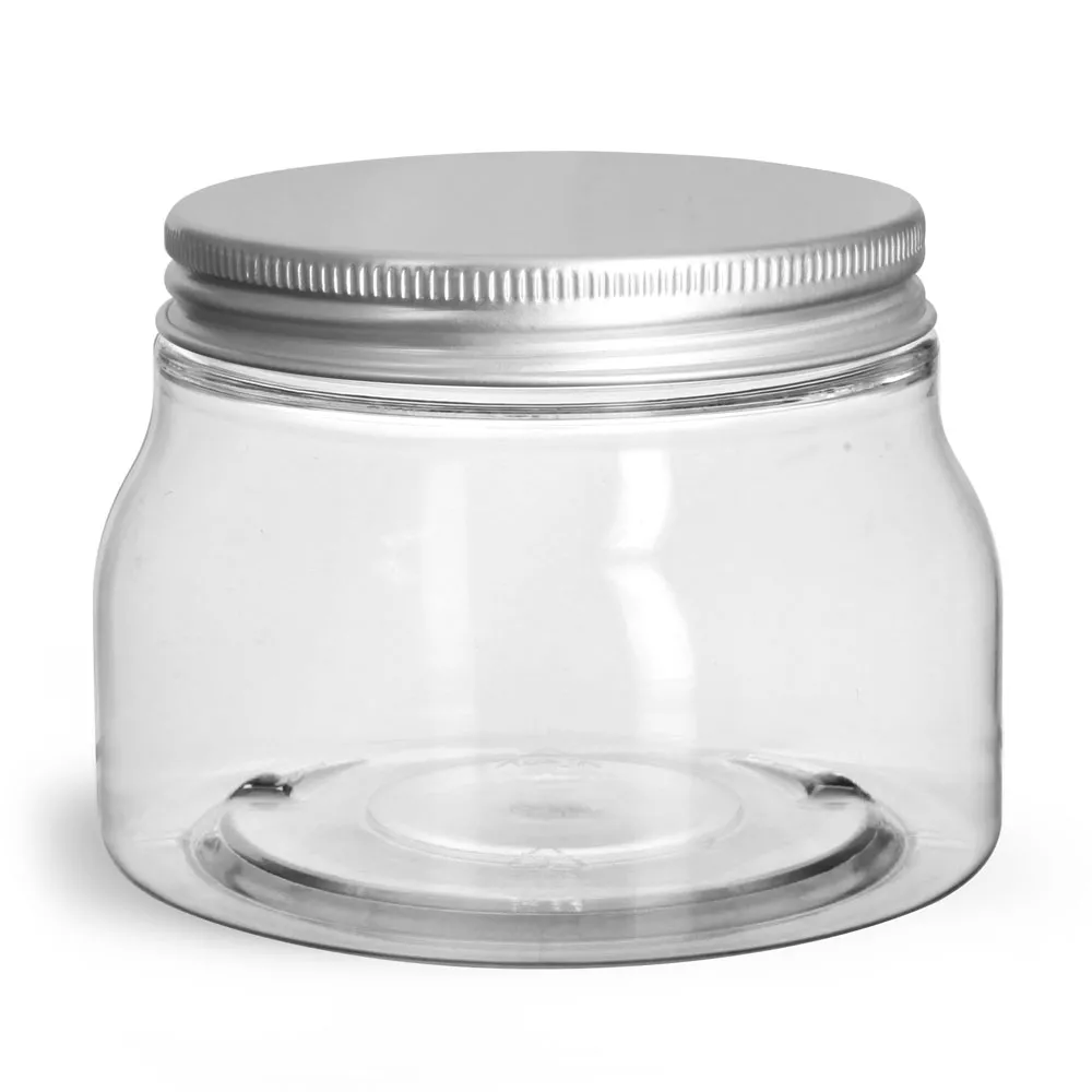 8 oz Clear PET Tuscany Jars w/ Aluminum Lined Caps