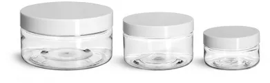 Clear Straight-Sided Glass Jars - 8 oz, Black Plastic Cap S-17983P