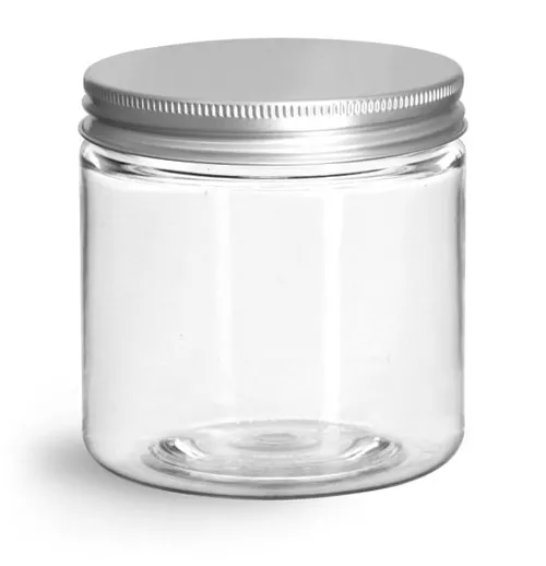 4 oz Clear PET Straight Sided Jars w/ Lined Aluminum Caps
