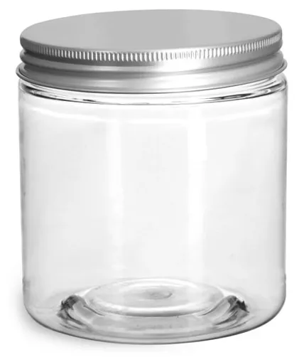 8 oz Clear PET Straight Sided Jars w/ Lined Aluminum Caps