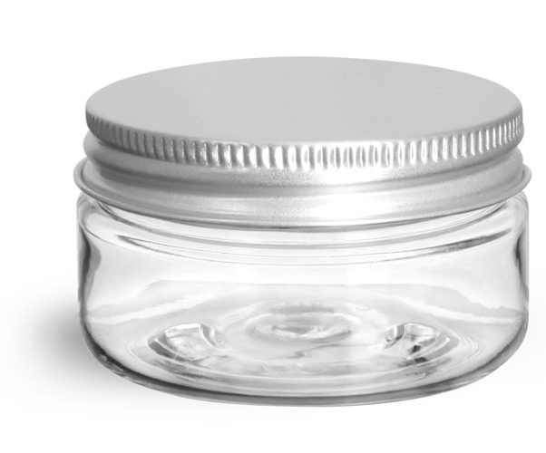 2 oz Clear PET Heavy Wall Jars w/ Lined Aluminum Caps