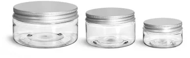 PET Plastic Jars, Clear Heavy Wall Jars w/ Lined Aluminum Caps