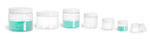 Clear PET Straight Sided Jars w/ White Smooth Plastic Lined Caps