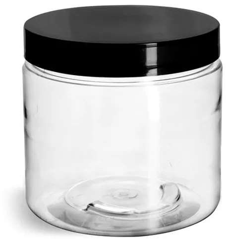 6oz Clear Straight Sided Jars, 63-400 Polypropylene Cap & PTFE Disc, case/24