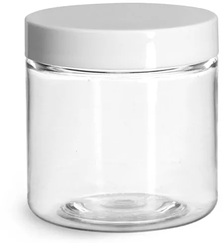 4 oz Clear Straight Sided Glass Jar with Smooth White Lid