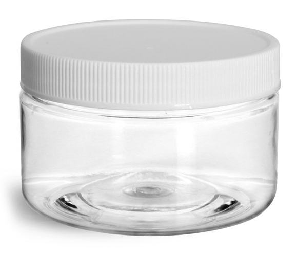 SKS Bottle & Packaging 4 oz Plastic Jars, Clear PET Heavy Wall Jars w