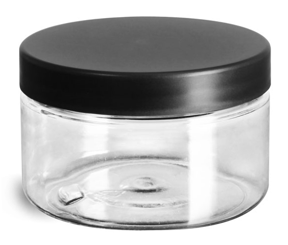 SKS Bottle & Packaging - 4 oz Plastic Jars, Clear PET Heavy Wall Jars w ...