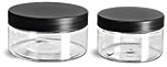 Clear PET Heavy Wall Jars w/ Frosted Black Lined Plastic Caps