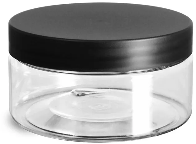 2oz 4oz and 8oz PET Plastic jars with Lid From 3 Pack to Bulk Amber