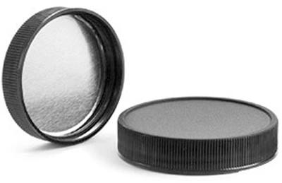 22 oz Clear PET Straight Sided Jars w/ Ribbed Black Induction Lined Caps