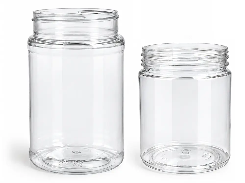 Food Jars, Clear PET Plastic Jars (Bulk), Caps NOT Included