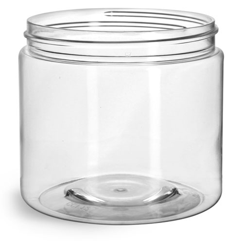 16 oz Clear PET Straight Sided Jars (Bulk), Caps Not Included