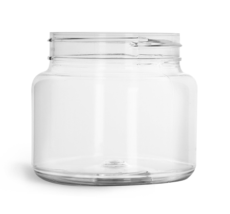 Plastic Jars, 22 oz Clear PET Plastic Straight Sided Jars (Bulk), Caps Not Included