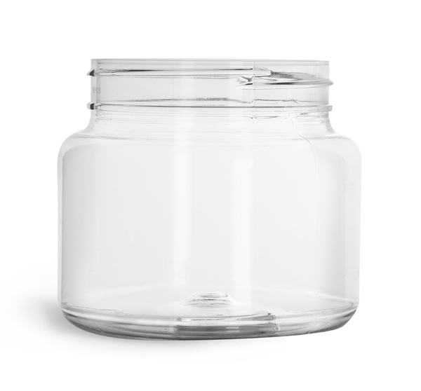 Plastic Jars, 22 oz Clear PET Plastic Straight Sided Jars (Bulk), Caps Not Included