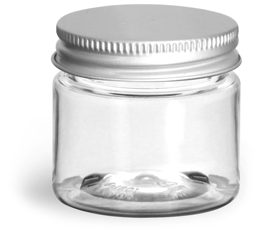 1/2 oz Clear PET Straight Sided Jars w/ Lined Aluminum Caps