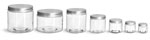 PET Plastic Jars, Clear Straight Sided Jars w/ Lined Aluminum Caps