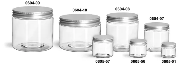 Clear PET Straight Sided Jars w/ Lined Aluminum Caps