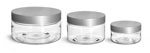 Clear PET Heavy Wall Jars w/ Silver Smooth Lined Caps