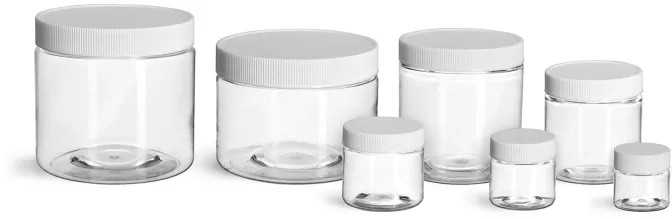Clear Pet Straight-Sided Plastic Jars Bulk Pack - 16 oz, Black Cap - ULINE - Qty of 245 - S-25186B-BL