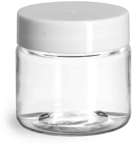 6 oz Clear Straight Sided Glass Jar with Smooth White Plastic Lid