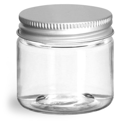 1 oz Clear PET Straight Sided Jars w/ Lined Aluminum Caps