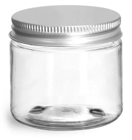 2 oz Clear PET Straight Sided Jars w/ Lined Aluminum Caps