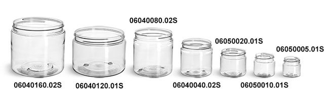 Plastic Jars, Clear PET Straight Sided Jars (Bulk) Caps Not Included