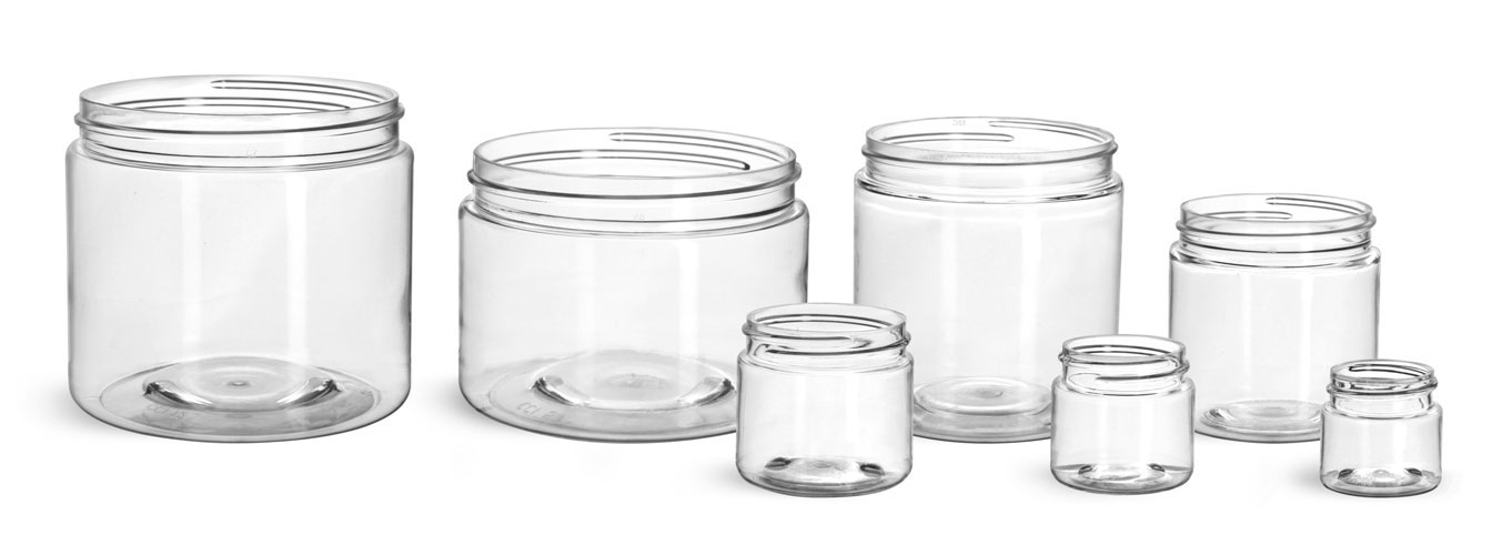 Clear PET Straight Sided Jars (Bulk), Caps Not Included