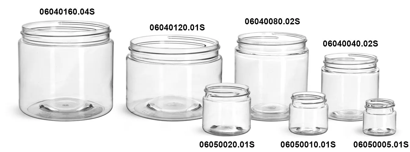 1/2 oz Clear PET Jars w/ Pink Smooth Plastic Lined Caps