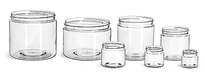 Clear PET Straight-Sided Plastic Jars Bulk Pack - 16 oz, White Cap  S-25186B-W - Uline