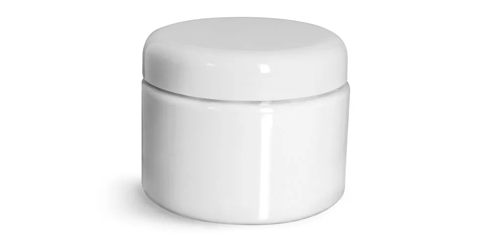 12 oz Plastic Jars, White PET Straight Sided Jars w/ White Lined Dome Caps