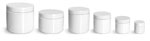 Plastic Jars, White PET Straight Sided Jars w/ White Smooth Plastic Lined Caps